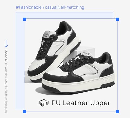 LUCKY STEP Women's Chunky Fashion Sneakers Platform Casual Non Slip Walking Shoes Low Top Comfortable Classic Athletic Sneaker2