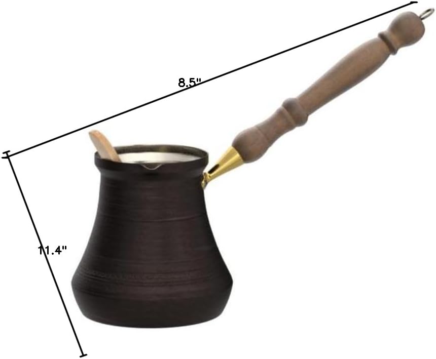 DEDE Copper - PCZ Series (XXLarge-28fl.oz) - Thickest Solid Copper Engraved/Hammered Turkish Greek Arabic Coffee Pot with Wooden Handle, Stovetop Coffee Maker Cezve,Jezve,Jazva,Ibrik,Briki (Antique)