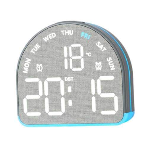 Truosbis Reloj Despertador Digital LED Moderno con para Hora y Temperatura Luz Ambiente Integrada y Diseño Compacto en PP Adecuado para Regalo, Gris, Individual