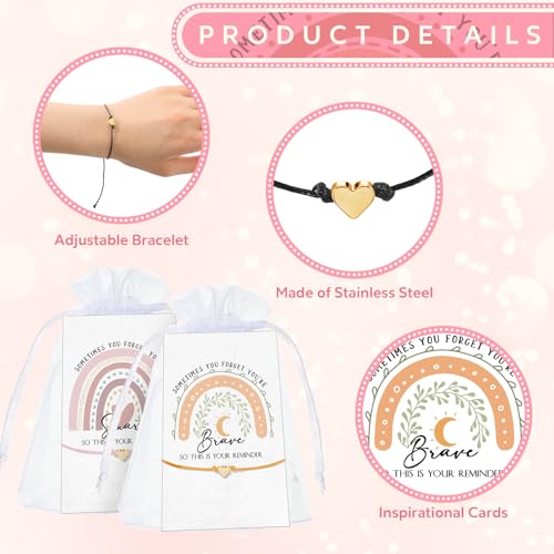 Fumete 20 Sets Inspirational Encouragement Gifts bulk Employee Appreciation Gift for Women Heart String Bracelets with Cards Bags for Female Coworker Friend3