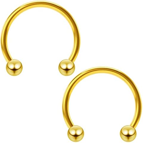 2pc 16g 1.2mm Gold Circular Barbell Horseshoe Bar Earrings 12mm Women Men Septum Bar Eyebrow Ring Piercing Jewellery Cover
