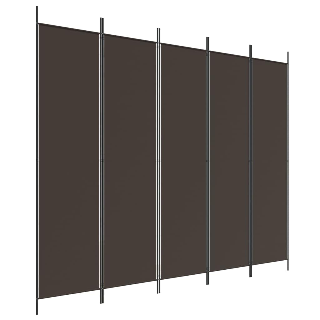 vidaXL 5-Panel Room Divider Folding Privacy Protection Screen Room Separator Paravent Wall Partition Panel Screen Brown 250x200 cm Fabric