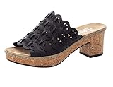 modische Pantolette Rieker Damen 63886 Sandale, Schwarz, 38 EU