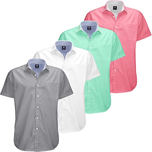 Image of Visive Mens Shirts Multi Packs Short Sleeve Button Down Dress Shirts Solid Color Big and Tall