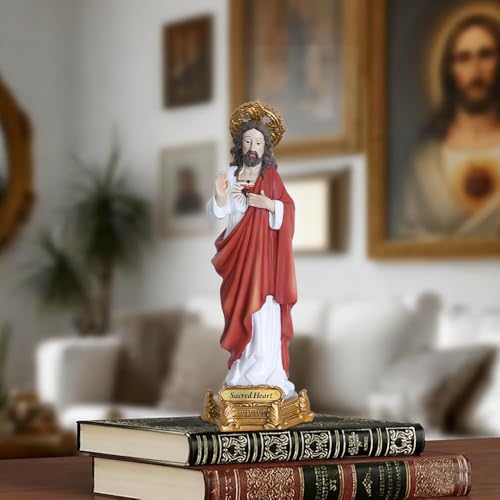 Estatua de Jesús Sagrado Corazón 8.8 pulg para decoración interior miniatura 2