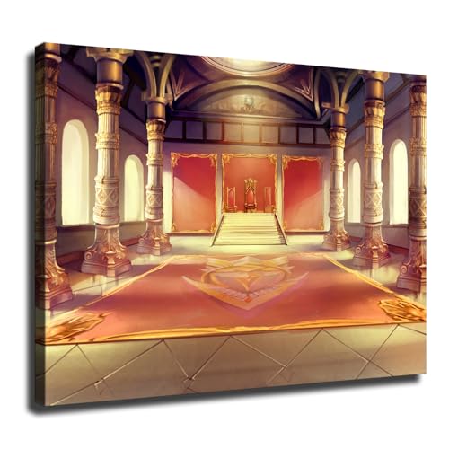 Luxury Palaces Ancient Royal Throne Golden Hall Carpet Marble Pillar