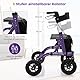FANTASK Rollator mit Luftbereifung, faltbar und leicht mit Sitz, Aluminium, bis 160 kg, 2 in 1 Rollstuhl & Reiserollator (Lila)
