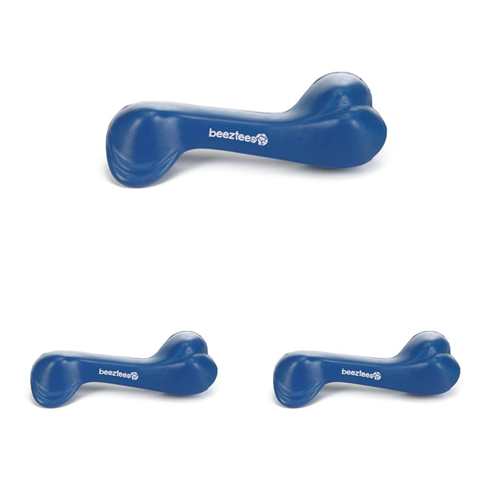 Beeztees Köpek Oyuncağı, İçi Dolu Kemik, Kauçuk, Mavi, 14cm (3 paketi)