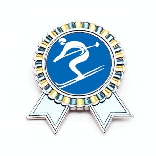 Broche bleue sports d'hiver M métal pour rehausser un vêtement de ski un peu terne