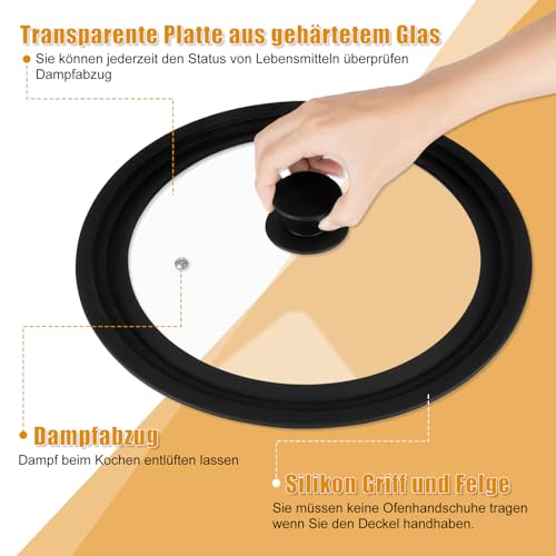 Akicderu Universaldeckel 2er-Set, Pfannendeckel, Glasdeckel für 24/26/28 cm und 28/30/32 cm Töpfe und Pfannen… – Ansicht 3