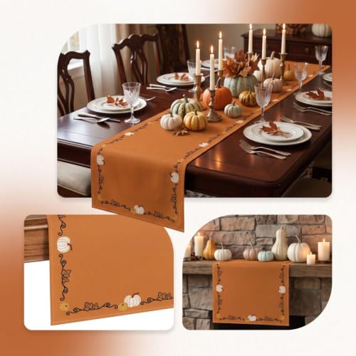 Thanksgiving Pumpkin Decor Fall Table Runner Tablecloth Rectangular 72x13’‘ - image 6