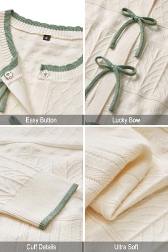 Arach&Cloz Women’s Bow Sweaters Fall Color Block Casual Cardigan Sweaters 20252