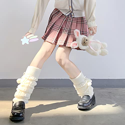 Layowt Leg Warmers For Women Gothic Knit Long Socks Leggings Gaiters Knee Japanese Kawaii Winter Cuff Ankle Heap Sock (White2) #TOP3
