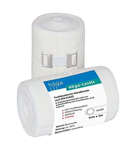 Höga Lastic Idealbinde, textilelastische Idealbinde nach DIN 61632, 6 cm x 5 m gedehnt ,sehr hautfreundlich, luftdurchlässig, elastisch, 1er-Pack