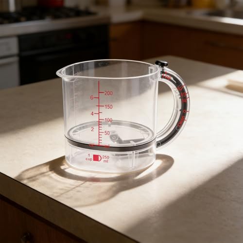 Asixxsix Taza Medidora Ajustable, 4 en 1 Multifuncional con Base para Cocinar Ingredientes para Hornear, Polvo Seco Líquido, Resistente Al Calor, Al Frío, Apto para Microondas y - imagen 3