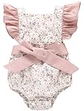 ARAUS Pasgeboren Vintage Bloemen Gedrukt Romper Baby Meisjes Ruches Mouwloos Backcross Strik Outfits Bodysuit (0-24 maanden)