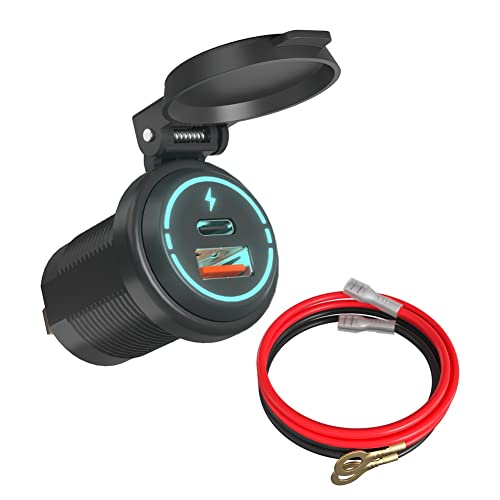 Ohulelks USB-Ladebuchse Ladeadapter 36W PD Type C/QC 3.0 Wasserdicht für 12V-24V Auto Boot Wohnmobil Motorrad