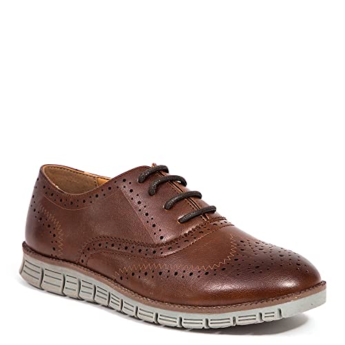 Deer Stags Boy's Benton JR Oxford, Brown/Grey, 7 Big Kid