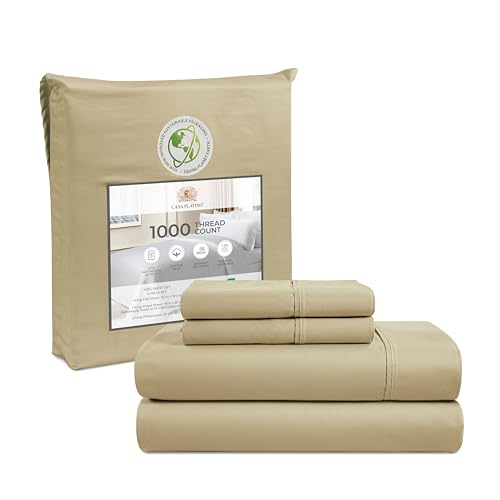 Ensemble draps King coton égyptien 1000 fils - Poche profonde