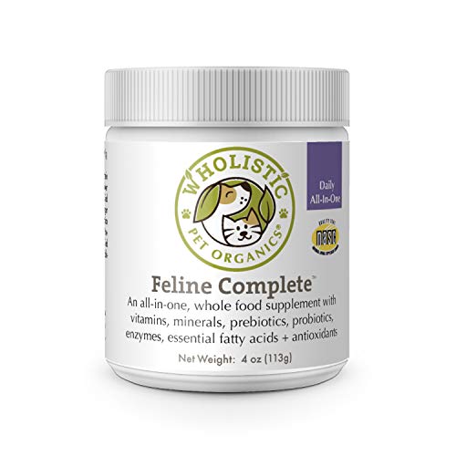 Wholistic Pet Organics Feline Complete: Cat Multivitamins for Total Body Health - Cat Supplement with Vitamins, Minerals, Prebiotics, Probiotics, Antioxidants and More - 4 Oz