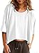 Tankaneo Womens Oversized T-Shirts Cropped Summer Casual Short Sleeve Loose Fit Tee Tops White