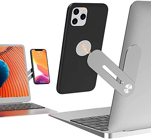 Image of Side Mount Clip on Monitor Magnetic Laptop Stand with Phone Holder Computer Expansion Bracket for Smartphone Cellphone Fixed Flat and Slim