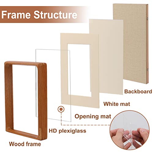 Youncewooder 6X8 Picture Frame, Display 4X6 Picture With Mat, Natural Teak Picture Frame Display Horizontal Or Vertical For Tabletop And Wall #TOP1