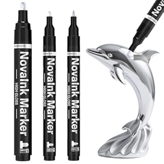 AOSUCO Silver Metallic Chorme Paint Pens, 3 Pack Touch Up Markers Mirror Effect, Permanent Liquid Chorme Pen for Christmas Resin Crafts, Coloring, Stroke, Model Metal Glass Plastic Painting