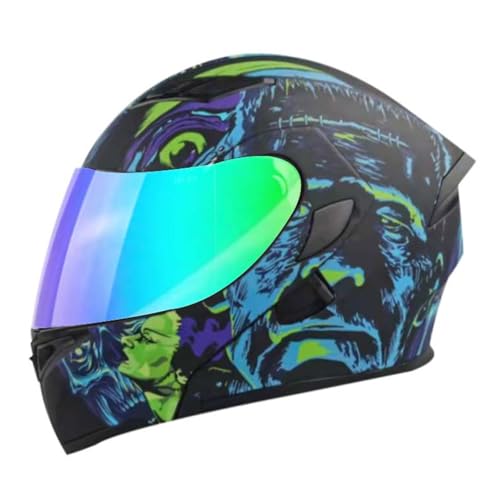 RYDZCLH Casque De Moto Rabattable Casque Intégral Modulaire Casques De Course avec Double Pare-Soleil Et Évents Multiples Casque De Vélo De Rue Approuvé par Le Dot,Bleu,2XL 63~64cm