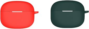 2 Pack DAYJOY Soft Silicone Protective Case Cover Compatible with Oraimo Freepods 3 Earbuds, Protective Skin Sleeve with Key Chain red+Green