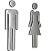 Produktbild Mruiks Silber Acryl WC-Symbol Selbstklebend, die Herren und Damen Oder Unisex Badezimmer Zeichen für Hotel, Büro, Haus, Restaurant NSS001, Silber, 12 cm