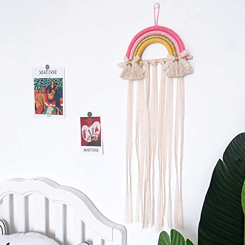 Shiwaki Bow Organizer for Hair Bows Holder Decoration Rainbow Wall Decor Hair Clips Hanger for Home Decoration (Pink) - Image 2