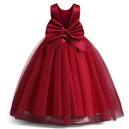 Vestido de boda para niñas con lazo de satén ideal para damas de honor