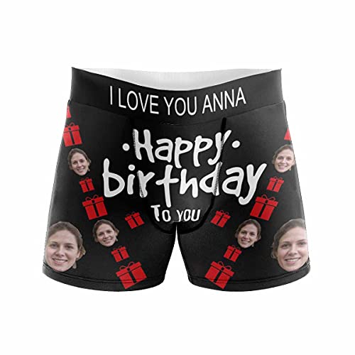 Artsadd Personalized Wife Face On Men's Boxer Briefs Custom Underwear with Name Text on Waistband