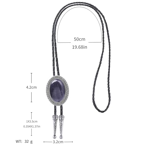 Image of Jeilwiy Bolo Tie for Men Real Stone Westwern Cowboy Ties Silver Bolos Women Leather Necktie Gift for Birthday Christmas