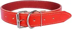 Coleira De couro Vermelho Para Todos os tipos de Raça e Porte de cachorro (2)