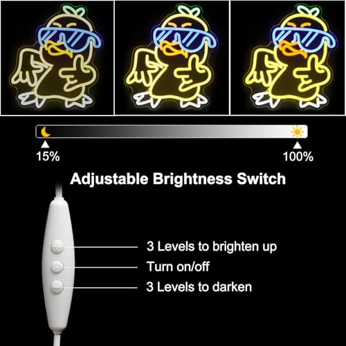 Image of Duck with Glasses Neon Sign I Love You Gesture LED Light for Bedroom Decor