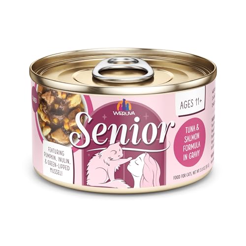 Weruva Cat Senior, Tuna and Salmon Formula in Gravy, 3oz Can, Pack of 12
