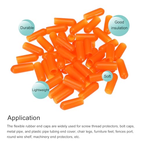 Image of MECCANIXITY 50pcs 5mm(3 /16 inch) Rubber End Caps Cover PVC Vinyl Screw Thread Protector Round Wire Shelf Caps for Screw Bolt Pipe Fence Post, Orange