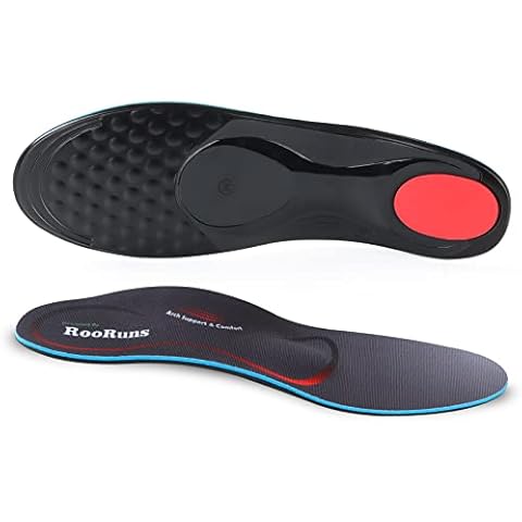 RooRuns Anti Fatigue Medium Arch Support Shoe Insoles for Men Women, Orthotic Inserts for Plantar Fasciitis Flat Feet Metatarsalgia Heel Spurs Pain Relief - Work Boot Insoles for Standing All Day, L Cover