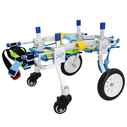 KeYunW Adjustable 4 Wheel Dog Wheelchair,Full Support Pet/Cat Wheelchairs with Disabled Hind Legs Walking(7-Size) (XXS)