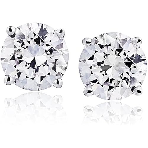 0.20-2.00 cttw Certified NATURAL Diamond Stud Earrings for Women 14 Karat Gold Earrings 4 Prong Setting with Screw Back Studs Fine Jewelry