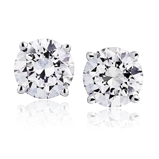 Certified Natural Diamond Stud Earrings for Women 14 Karat Gold Round Brilliant Shaped Earrings 4 Prong Setting with Screw Back and Posts Studs Fine Jewelry for Women