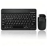 Combo de teclado e mouse Bluetooth ultrafino, portátil, recarregável, teclado sem fio para tablet Android, celular, smartphone, iPhone, iPad mini, Pro Air Layout ABNT2 (Preto)