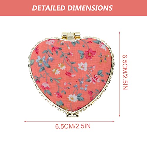 6Pcs For Shaped Mirror, Pocket Cosmetics Double-Sides Heart-Shaped Compact Double-Side Flower Makeup Cosmetic Portabele Women Beauty Retro Heart Travel Mini Double-Sided #TOP4