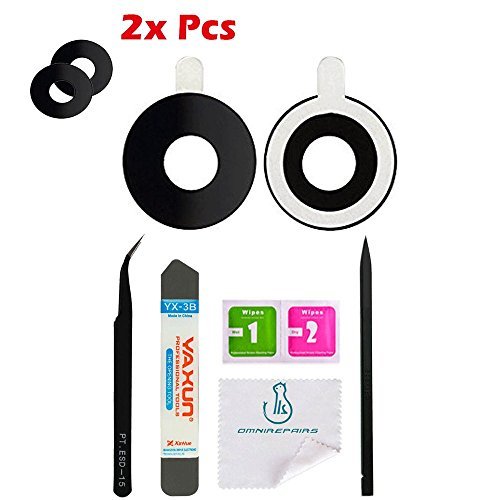 OmniRepairs Rear Facing Glass Camera Lens Cover Frame Replacement For LG Nexus 5X Model LG-H790 and LG-H791 (2 Pieces) with Pre-installed Adhesive and Repair Toolkit