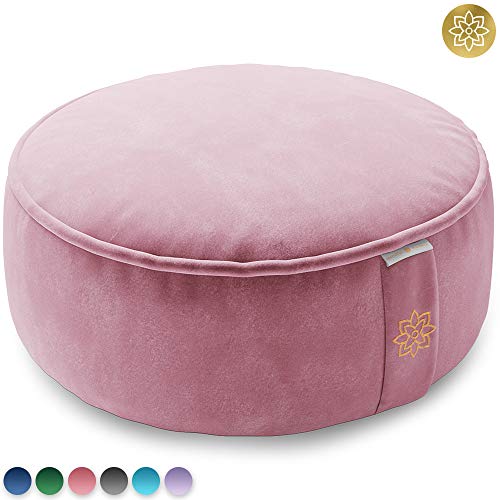 Mindful and Modern Velvet Meditation Cushion - Luxury Zafu Floor Pillow for Yoga