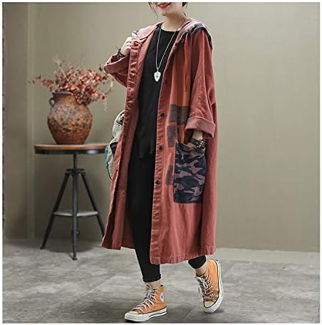 Duberess Women Fashion Loose Distressed Denim Trench Jacket Coat Casual Plus Size Jean Outerwear - Image 4