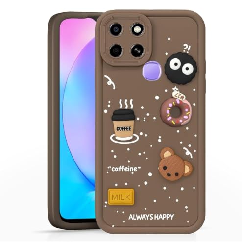 Image of Bintage Cute Fun Ball | Taddy Cartoon 3D Smiley Coffee Cup | Milk Donut | Full Protection Rubber Back Cover Compatible for Infinix X6512 / Smart 6HD - Brown