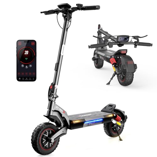iScooter 10' Patinete Electrico Todo Terreno de Doble Motor, Homologado DGT, Autonomía 50-60KM， Cerradura Electrónica, 851WH Batería, Smart App, Carga 150 kg, 4 Modos de Velocidad, Bolsa